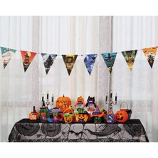 Beei Cadılar Bayramı Halloween Flama Bayrak Banner Süs 8 Li 3 Metre