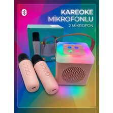 Çınaroğlu AVM 2 Mikrofonlu Karaoke Bluetooth Hoparlör Rgb LED Işıklı 5 Efektli Ses Bombası Kablosuz Taşımalı