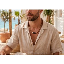 Kokoş Ahşap Boncuklu Erkek Kolye