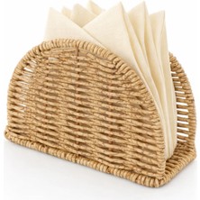 Tuppee Rattan Hasır Oval Peçetelik 14X5.5X10 cm – Dekoratif Masa Üstü Peçete Standı
