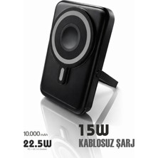 Premium 15W Kablosuz & Standlı 10.000 Mah Powerbank – 22.5W Pd, LED Göstergeli Magsafe