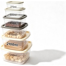 House & More 6 Parça Sızdırmaz Kapaklı Kare Saklama Kabı Seti - 275ML'DEN 3200ML'YE Ekonomik Boy