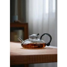 PremiumPort Füme Borosilikat Cam Demlik, 650 Ml, Oval, Şık ve Dayanıklı Tasarım