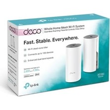 Deco E4 3-Pack, AC1200 Mbps, Dual-Band, 10/100MBPS Portları, 100 Cihaza Kadar Bağlanılabilirlik, 370 M²'ye Kadar Kapsama, Mobil Uygulama ile Kolay Kurulum, Wi-Fi 5 Mesh Sistemi