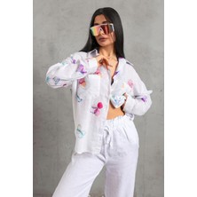 Fashion Friends Desenli Pamuklu Uzun Kollu Gömlek Bayan Gömlek 26Y0052K1