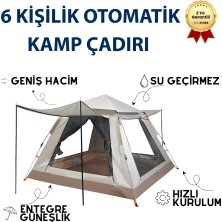 Hızlı Store  AC6637 Su Geçirmez & Güneşlikli 6 Kişilik Otomatik Kamp Çadırı