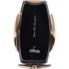 4Berry 4 Berry A8G Gold Araç Tutucu – 15 W Kablosuz Hızlı Şarj, Otomatik Kıskaçlı