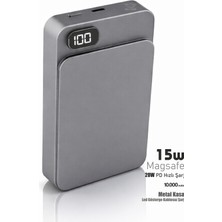 Premium Metal Kasa 15W Magsafe Powerbank 20W Pd 10.000 Mah LED Ekran