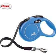 Flexi New Classic Otomatik Şeritli Köpek Gezdirme Kayışı 5mt (L) Mavi