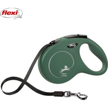 Flexi New Classic Otomatik Şeritli Köpek Gezdirme Kayışı 5mt (M) Yeşil