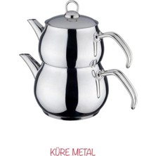 PremiumPort Paslanmaz Metal Kulp Midi Boy Çaydanlık, Şık ve Dayanıklı Tasarım