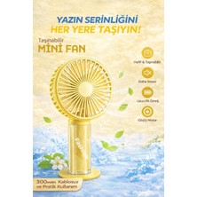 Taşınabilir Mini Fan 300MAH Kablosuz Sessiz Güçlü Motor Yaz Için Serinlik Sağlar 3 Kademeli Serinlik