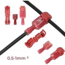 Kırmızı 5'li T Tip Kablo Ekleme Aparatı, Terminal Konnektör Klips (0,5-1,5 Mm²)