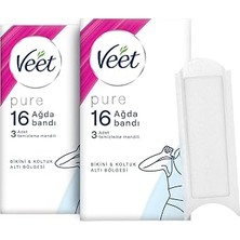 Uravas Store Veet Pure Hipoalerjenik Bikini &amp; Koltuk Altı Ağda Bandı, (2 x 16 Adet)
