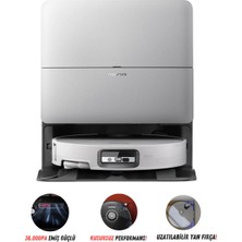 Roborock 36.000PA Ultra Emiş Gücü 100 Derece Sıcak Suyla Paspas Yıkayan Akıllı Istasyonlu Robot Süpürge, Yapay Zeka Teknolojili, Lazer Haritalama