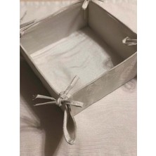 Romans Ekmek Sepeti Simli Jakarlı Sıvı Geçirmez Lurex Kumaş 35X35 Gümüş