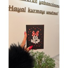Deri Minnie Mouse Oto Ruhsat Kılıfı, Dikişli, Şık ve Koruyucu Tasarım