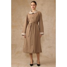 Olcay Bebe Yaka Garni Detaylı Reglan Kol Büyük Beden Bondıng Kap VİZON 4310