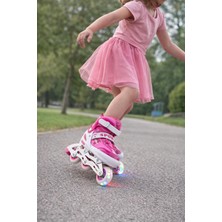 Ön Tekerler LED Işıklı Ayarlanabilir Çocuk Pateni Pembe 34-37
