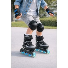 Ön Tekerler LED Işıklı Ayarlanabilir Çocuk Pateni Siyah