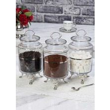 SEÇKİNEV Seçkinev Seçkinev Goldenjar 3 Parça Gerçek Yaldızlı ve Ayaklı 1515CC Kavanoz Set