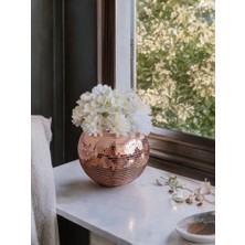 Aynalı  Cam  Vazo Yuvarlak Orta Boy Rose Gold