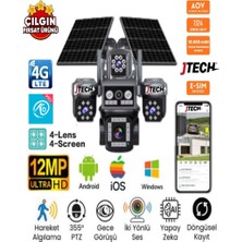 Jtech O-Kam OK-331 Premium 4g 12MP 4g Sim Kartlı Solar Panelli 4 Lens 1 Ptz Akıllı Kamera