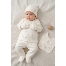 Zeynuko Kız Bebek Dantelli Çiçek Nakışlı %100 Pamuk 0-3 Ay 5'li Yenidoğan Hastaneçıkışı Zıbın Seti