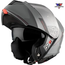 mt Genesis Sv Solid A12 Parlak Gri Çene Açılır Motosiklet Kaskı