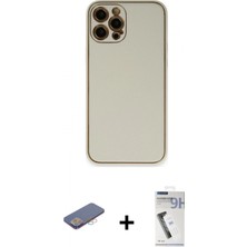 İlk El Grup Ieg™ iPhone 12 Pro Kılıf Yadigar Klasik - Şeffaf Uv Polymer Nano Ekran Koruyucu + Pembe Renkli Kamera Lens Koruma Cam