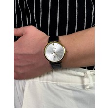 Arvens Vintage Kadran Siyah Kordon Erkek Kol Saati Paslanmaz Çelik Kasa Deri Kordon Sağlam Renk Atmaz