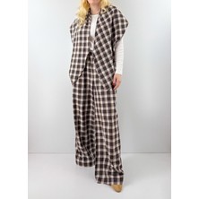 Modaonna Kendi Deseninden Fularlı Ekose Pantolon