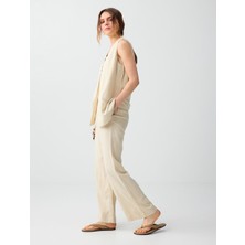 Jimmy Key Taş Keten Karışımlı Normal Bel Dokuma Pantolon