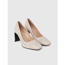 N55 Amalfi Hakiki Deri Kadın Vizon Topuklu Ayakkabı