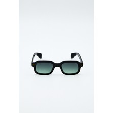 Tyn Store Veltor Unisex Dikdörtgen Güneş Gözlüğü Siyah Çerçeve Yeşil Cam UV400