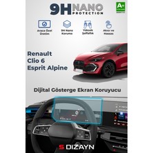S-Dizayn Renault Clio 6 Esprit Alpine 9h Nano Dijital Gösterge Ekran Koruyucu Şeffaf A+ Kalite