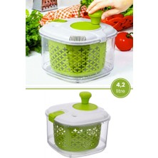 Flora Süzgeçli Manuel Salata Kurutucu 4,2 Litre, Sebze Meyve Marul Kıvırcık Yıkama ve Süzme Sepeti