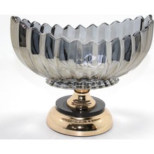 Urz Grup Lüks Füme Kristal Cam Gondol Gold Ayaklı Sunumluk