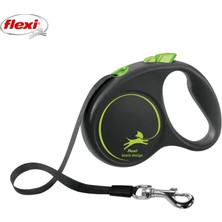 Flexi Black Design Otomatik Şeritli Köpek Gezdirme Kayışı 5mt (S) Yeşil