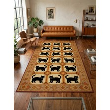 İstinye Halı Arte KD001 Kedi Desenli Pati Dostu Hayvanseverler Için Dekoratif Halı
