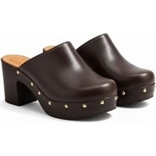 Ne&Ve Shoes Deri Hafif Tabanlı Kadın Takunya Terlik