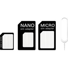 Derwell Mikro Standart Tam Boyut Nano ve Micro Sim Kart Aparatı, Dönüştürücü Sim Adaptörü 4'lü Set Çevirici Iğne Adaptör Nano Micro Mikro Sim Çevirici Telefon Sim Kartı Aparatı