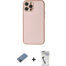 İlk El Grup Ieg™ iPhone 12 Pro Kılıf Ahenk Işık - Şeffaf Uv Polymer Nano Ekran Koruyucu + Siyah Shine Kamera Lens Koruma Cam