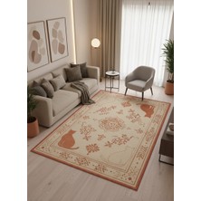 İstinye Halı Arte KD010 Kedi Desenli Pati Dostu Hayvanseverler Için Dekoratif Halı
