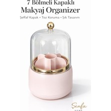 7 Bölmeli Kapaklı Makyaj Organizer Açık Pembe