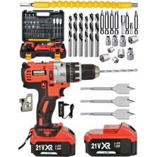 Mager Lıon Çift Akülü Darbeli Turbo Şarjlı  Vidalama Matkap 27 Parça Uç Setli