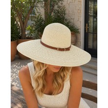 Aydın Şapkacınız Premium Hasır Kemer Detaylı Kadın Şapka – Geniş Kenarlı Yazlık Şık Plaj & Günlük