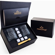 Perlotus Izmir Seri Viski Bardak Seti 2’li Kristal Kadeh Soğutma Taşı Maşalı Mıknatıslı Hediye Kutulu Sertifikalı Erkek Hediye Seti