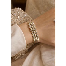 Miraç Gümüş Takı Atölyem 925 Ayar Gümüş 3’lü Kelepçe Tarzı Dorika Bileklik – Altın Kaplama & Gümüş Boncuklu Şık Tasarım