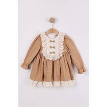 Joy Kids Kız Bebek Dantel Detaylı Mevsimlik Elbise (9-24AY) (Taba)